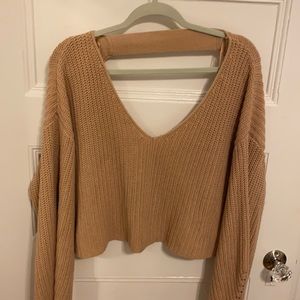 Urban outfitters crop tan knit Medium open back
